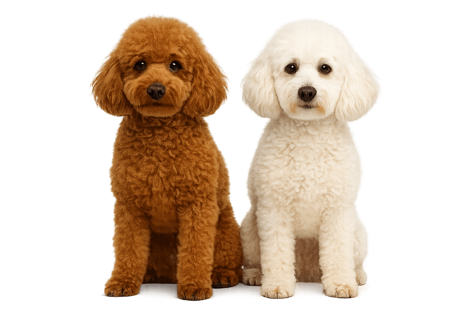 Dos perros adorables - poodle marrón y blanco