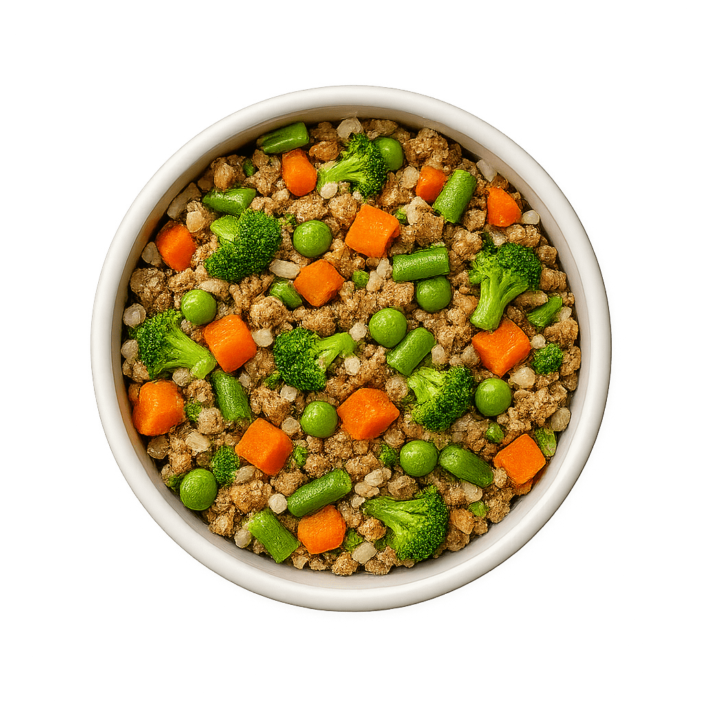 Bowl con comida fresca de grado humano